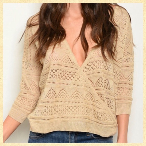 COMFY WRAP FRONT LIGHTWEIGHT‎ SWEATER-TAN - Picture 2 of 3